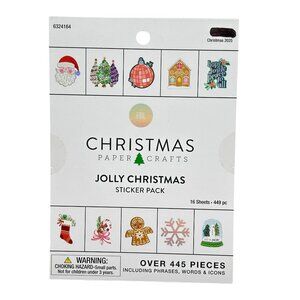 Christmas Paper Crafts Santa Jolly  Sticker Pack 16 Sheets 449 Piece Foil Accent